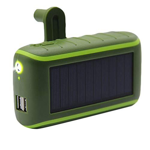 YARNOW Generador de Manivela Cargador de Teléfono Solar Generador de Energía Portátil de Emergencia Energía Móvil con Linterna Led 6000Mah