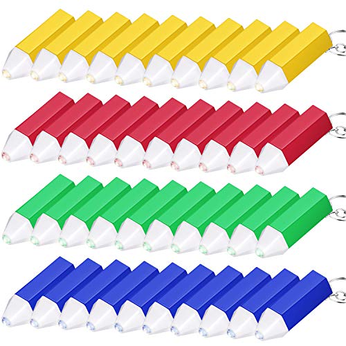 60 Piezas de Mini Llavero de Linterna Llavero de Linterna de Diseño de Crayón de Plástico para Favores de Senderismo Camping Fiesta