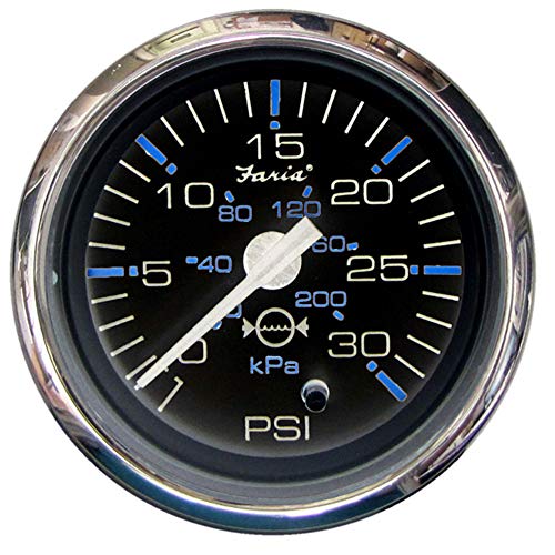 (black) - Faria Chesapeake Black SS2" Water Pressure Gauge Kit - 30 PSI