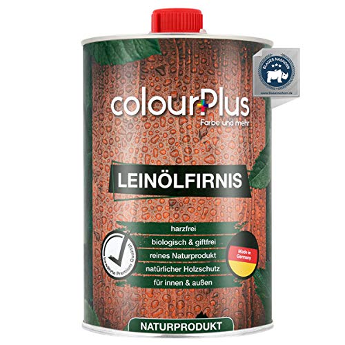 ColourPlus - Aceite de linaza biológico (1 L, brillo sedoso), aceite protector para madera para interiores y exteriores, cuidado para madera exterior, fabricado en Alemania