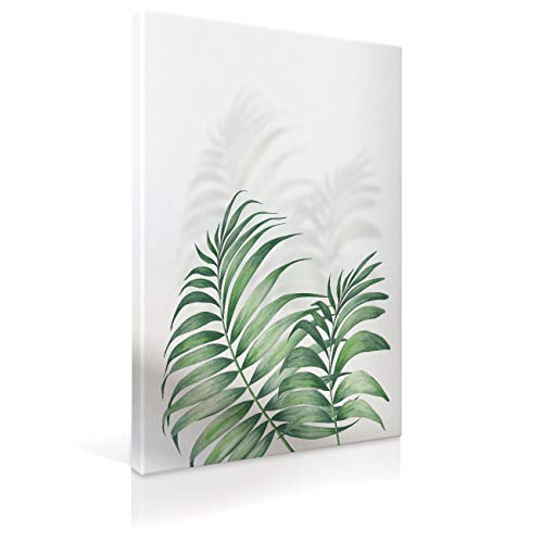 Cuadro en Lienzo - Hoja de Palmera Tropical - 50x70cm Vertigal - Decoración Moderna de Estilo Nórdico para Pared, L-NOR-05