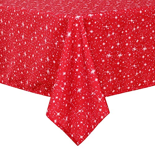 Deconovo Mantel Navidad de Mesa con Estrellas del Universo Decorativas 130 x 220 cm Rojo