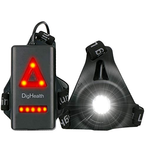 DigHealth Luz para Correr, 3 Modos LED Luz de Pecho Recargable USB Impermeabl con Luz de Advertencia de Seguridad Trasera para Cámping Excursionismo Corriendo Ciclismo Trotar