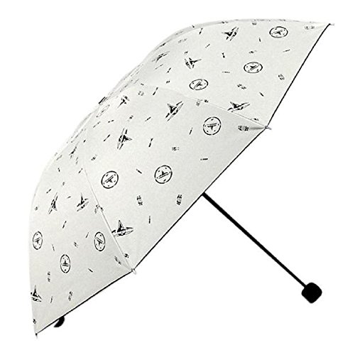FAMILIZO volante de loto plegado deja cúpula princesa sol sombrilla / paraguas de la lluvia (Negro)