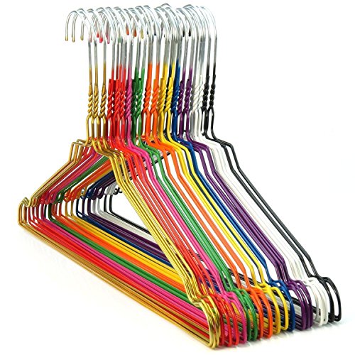 Hangerworld - Perchas Metálicas De Colores, Con Muescas Y Barra Para Pantalones, 40.5 cm, 100 Unidades