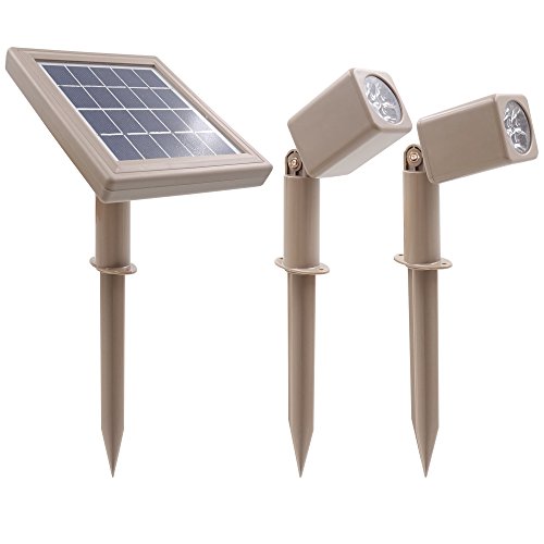 HEX 30X Dos focos solares LED de luz cálida para jardines exteriores, de luz descendente