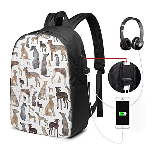 Lawenp Greyhounds Wippets and Lurcher Dogs - Mochila de Viaje para computadora portátil, Negocios, antirrobo, Delgada, Duradera con Puerto de Carga USB, Mochila para computadora de la Escuela univer