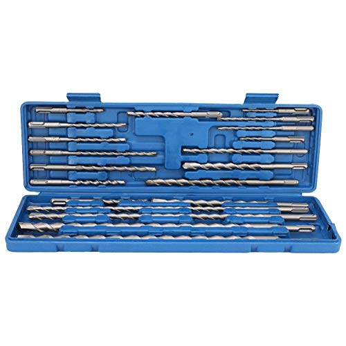 Lote de 20 brocas SDS para martillo giratorio, juego de herramientas con caja de herramientas azul para taladrar en casa o industrial