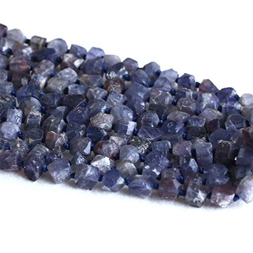 LOVEKUSH BEADS GEMSTONE 1 Strands Natural Dark Blue Iolite Lynx Stone Hand Cut Nugget Free Form Loose Rough Matte Faceted Beads 6-9-mm 15 Inch Long 05250 Code-RR-22973