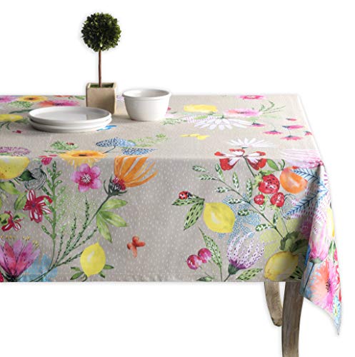 Maison d' Hermine Jardin D'Ete - Mantel antiniebla 100% algodón para cocina | comedor | mesa | decoración fiestas | boda | primavera/verano (ángulo 140 x 180 cm)