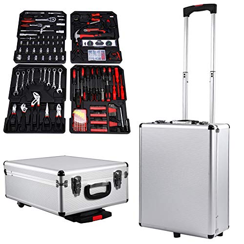 Maleta de herramientas, kit de 399 unidades Trolley de herramientas instrumentos para el DIY, con ruedas