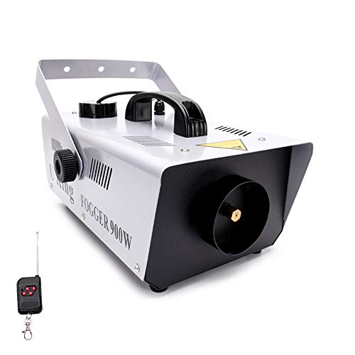 Máquina de niebla 900 W 1L con mando a distancia inalámbrico y luz de escenario, máquina de humo para bodas, teatro, fiesta, club, DJ Disco(900 W)