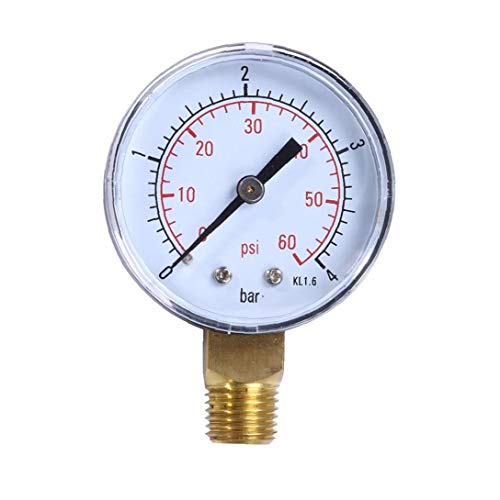 NaiCasy Mini Pressure Gauge Filter Water Air Oil Vacuum Pressure Gauge Measuring 60PSI Side Mount 1/4" Inch Pipe Thread Manometer