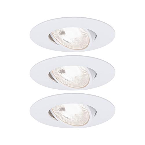 Paulmann 92956 Luminaria LED Redonda, 3x5 W, Foco Techo, Blanco, lámpara empotrable, orientable, con Fuente de luz incluida, 15 W