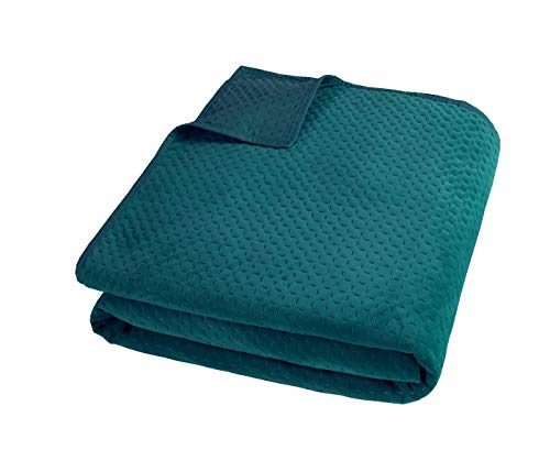 Sleepdown Pinsonic - Colcha geométrica de Terciopelo Verde Esmeralda para sofá Cama, súper Suave, cálida, cálida, Grande, 240 x 260 cm, poliéster, 260 x 240 cm