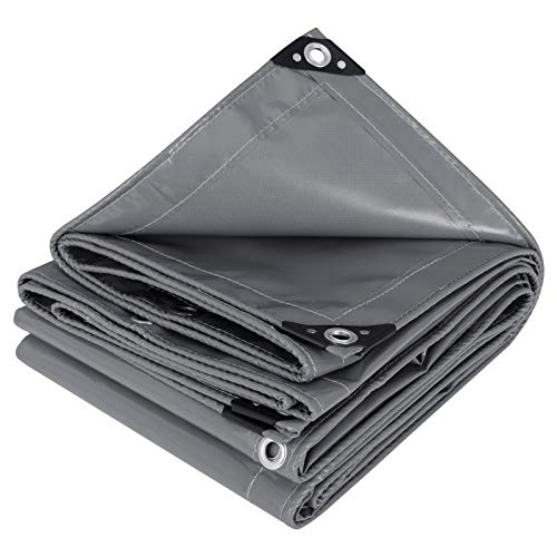 WOLTU Lona Impermeable Lona de Protección, Duradera con Ojales para Muebles, Jardín, Piscina, Coche PVC Color Gris Oscuro 500 g/m2 3x5m GZ1222dgr04