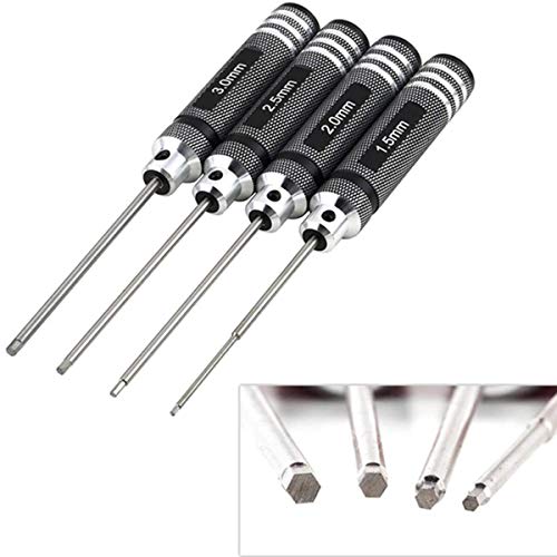 Xrten 4 Piezas de 1.5mm/2mm/2,5 mm/3.0mm Hexagonal Tornillo Conductor Juego de Herramientas de reparación de la Llave Allen para Coches RC