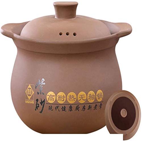 ZCM Olla De Barro para Sopa De Cazuela, Olla De Barro para El Hogar Hecha A Mano China De Cerámica De Alta Temperatura Púrpura para Cocinar Gachas De Avena Estofado Gas-f 6,8 L Utensilios De Cocina