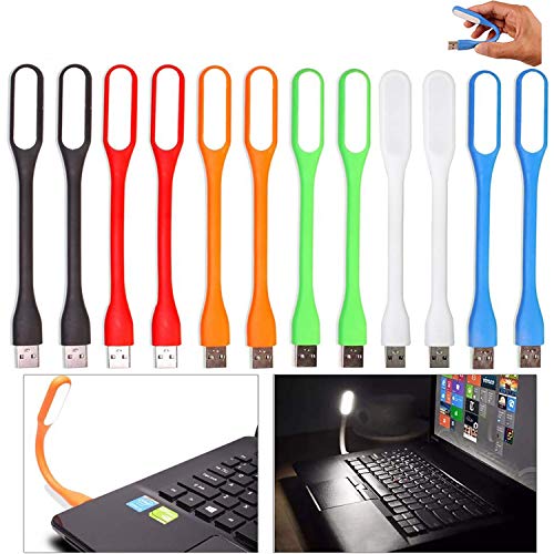 12 Piezas Mini Lamparas USB Portatil Flexible Lámparas LED de Lectura USB,Luz para Teclado USB,para Ordenador Portátil o Banco de Energía(6 Colores)