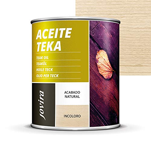 ACEITE TEKA MUEBLES jardín, sillas, mesas, tumbonas, Protección, restauración y cuidado de la madera Teca en intemperie exterior (750ML, INCOLORO)