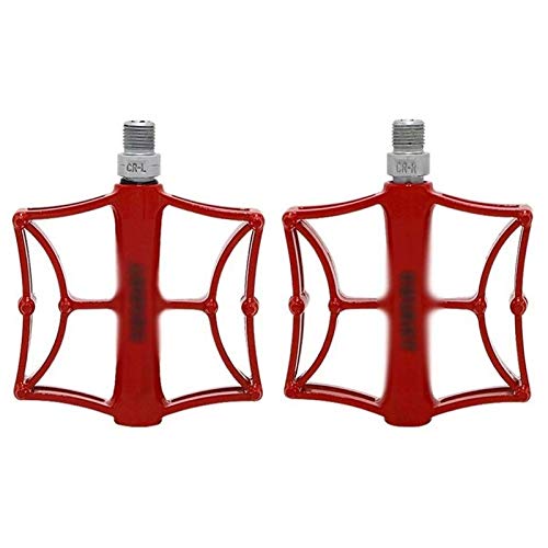 Adesign Pedales para Bicicletas, Pedales Planos durables de Bicicleta de montaña Antideslizantes, Bicicletas ultraligeras. Pedales híbridos de Bicicleta. (Color : Red)