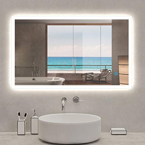 AICA SANITARIOS 90x70cm Moderno Espejo Baño led con Luz Anti-Niebla Pared sin Marco Vertical u Horizontal