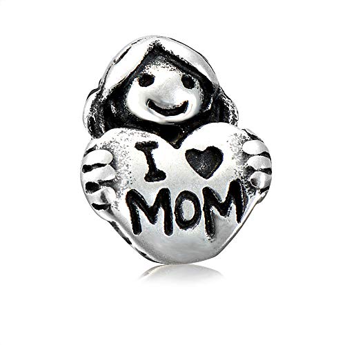 Andante-Stones plata Bead "I Love mom" yo amo a mi mamá - element bola de European Beads módulo pulsera + saquitos de