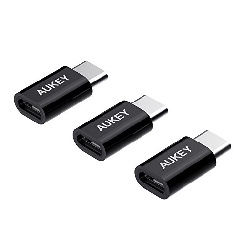 AUKEY Adaptador USB C a Micro USB (3 Pack) con OTG USB Type C Conector para Samsung Galaxy S8 / S8+, OnePlus 2/3, HUAWEI P9, MacBook Pro 2017/2016 y Otros Dispositivos con USB C