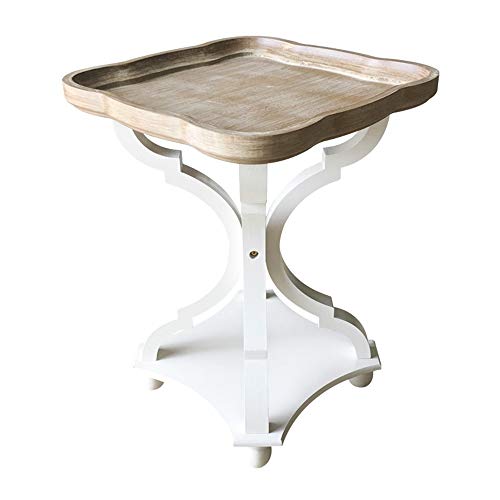 Axdwfd Mesa Auxiliar Viejo Estilo de la Tabla de Madera del té, Mesa Lateral, Urge Craft Mesa for sofá-48x48x63cm