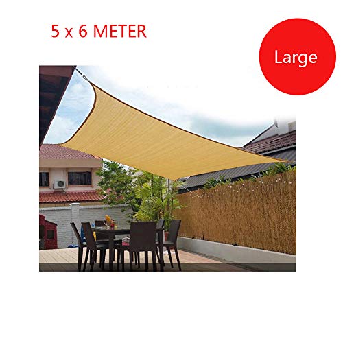 AZUOYI Grande Cool Area Toldo Vela de Sombra Rectangular 5x6 Metros protección Rayos UV, Resistente y Transpirable, Color Beige,Beige,5x6M