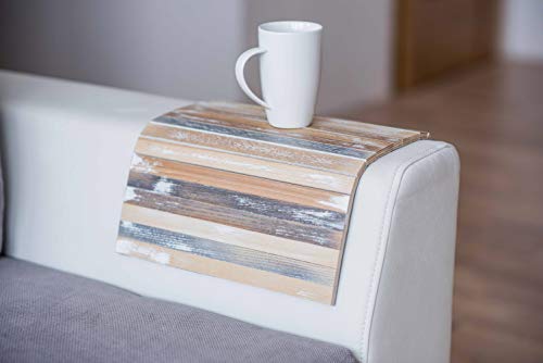 Bandeja de madera para sofá y reposabrazos protectores, para mesa o sofá, bandeja para TV (vintage)