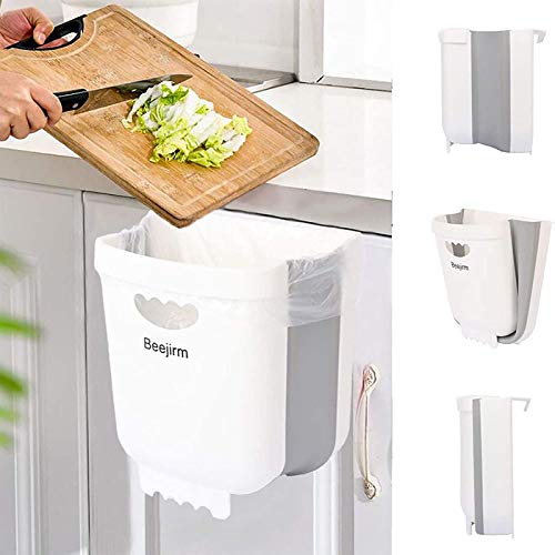 Beejirm Cubo de Basura Plegable para Cocina, Gran Capacidad 14.5L Extraible Basurero, Mini Papelera Colgante Cocina Bote, para Puerta de Gabinete, Coche, Dormitorio, Oficina