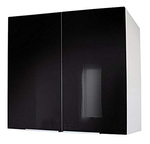 Berlenus CP8HN - Mueble de Cocina con Dos Puertas (80 cm), Color Negro Brillante