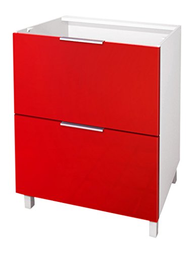 Berlioz Creations - Mueble bajo de Cocina con 2 cajones, Otros, Rojo Brillante, 60 x 52