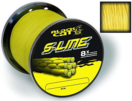 Black Cat, ø0,55mm 70kg,154lbs Gelb diámetro, S-Line 450 m 70 kg, Color Amarillo, Unisex Adulto, 0,55 mm-450m