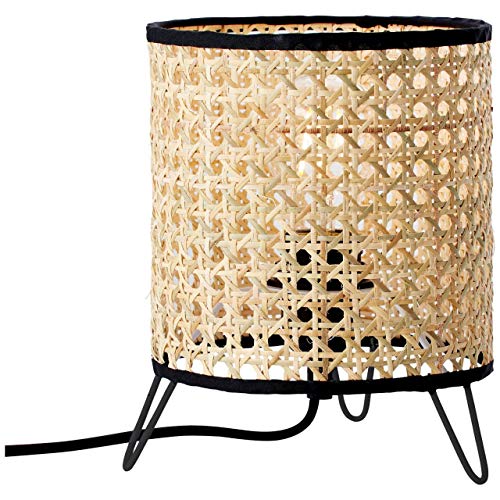 BRILLIANT lamp Wiley lámpara de mesa rattan | 1x A60, E27, 60W, adecuado para lámparas estándar (no incluidas) | Escala A ++ a E | Con interruptor de cable