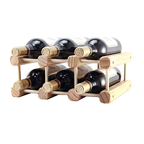 BYYB Estante de Vino Modular de 6 Botellas de Madera de Haya - Muy Resistente y durará Mucho Tiempo - Práctico y Compacto