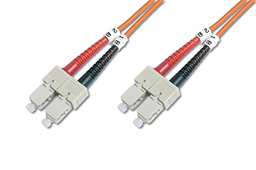 Cable de conexión DIGITUS LWL OM2 - Cable de fibra óptica SC a SC de 1 m - LSZH - Duplex Multimodo 50/125µ - 10 GBit/s - Naranja