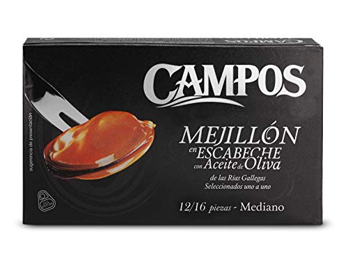 CAMPOS Mejillones En Escabeche 2/6 Piezas, 5 G, Otro, 1 Gramo