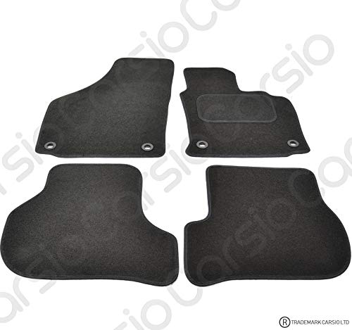 Carsio CARP-CUT-1350-(32 x 4) Alfombrillas de Coche para Golf MK5/Jetta 2004-2007 – 4 Piezas con 4 Clips ovalados