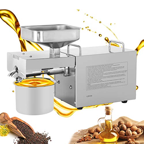 CGOLDENWAL Prensa de Aceite Electrónica 1200W Automatico de Acero Inoxidable Máquina de prensa de aceite丨Tasa de Extracción de aceite: hasta≥50% 丨para Gran Variedad de Semillas 220V