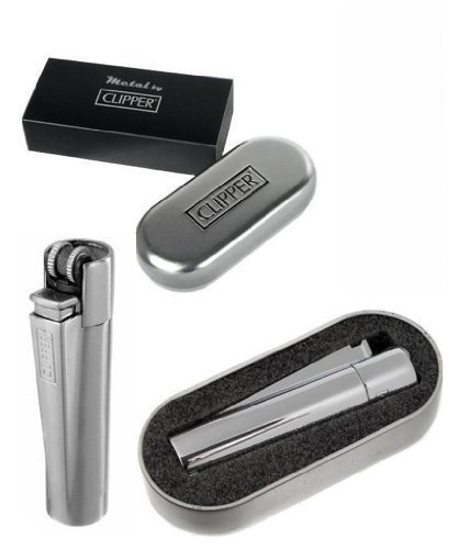 Clipper - Mechero de acero inoxidable con estuche