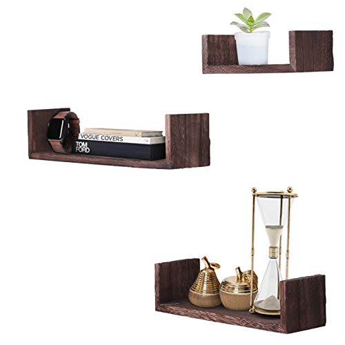 Comfify U-Shaped Floating Shelves - Brown