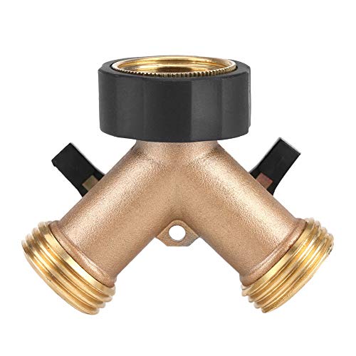 Conector de manguera 3/4 en forma de Y, divisor de adaptador de grifo de agua de latón de 2 vías para riego de jardines(1#)