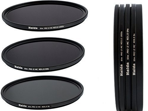 Conjunto de Filtros ND Extrem de Haida Serie Profesional Slim PRO II MC (de múltiples capas) 72mm - ND0.9 (8x), ND1.8 (64x), ND3.0 (1000x) - Hecho de Vidrio óptico de alta calidad incluido un contenedor de filtro