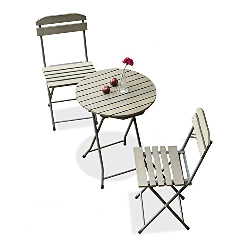 CSQ Balcón Mesa y silla Combinación Jardín Patio Hierro forjado Plegable Silla para exteriores Mesa de madera Pastoral Estilo Múltiples combinaciones Mesa de té ( Tamaño : One table+two chairs )