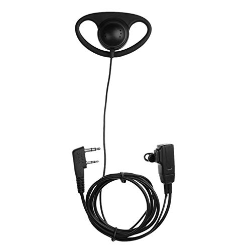 CVBN Auricular de 2 Pines en Forma de D Mic PTT Mic Auricular Auricular para Baofeng, Negro