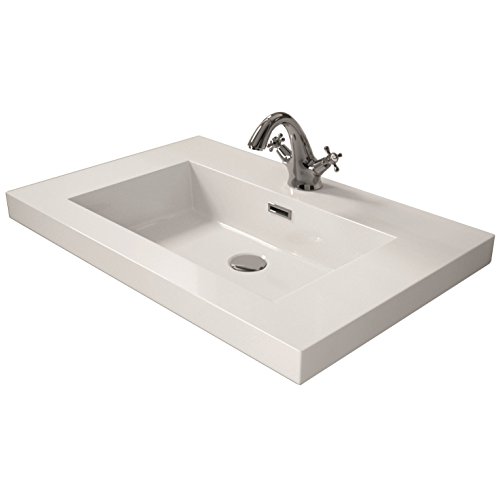 Cygnus Bath 1100120750 Lavabo carga mineral (80 cm), Blanco Brillo