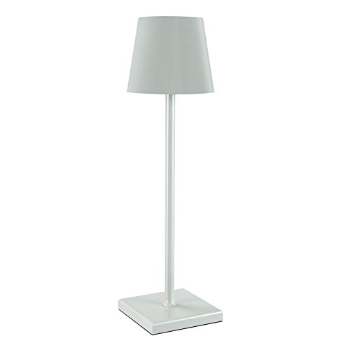 Deckey Lampara de Mesa LED, Lampara de Escritorio Regulable, Lampara de Oficina con Puerto USB, Aluminio,Protección IP54, Función de Memoria,para Interior y Exterior, Color Gris