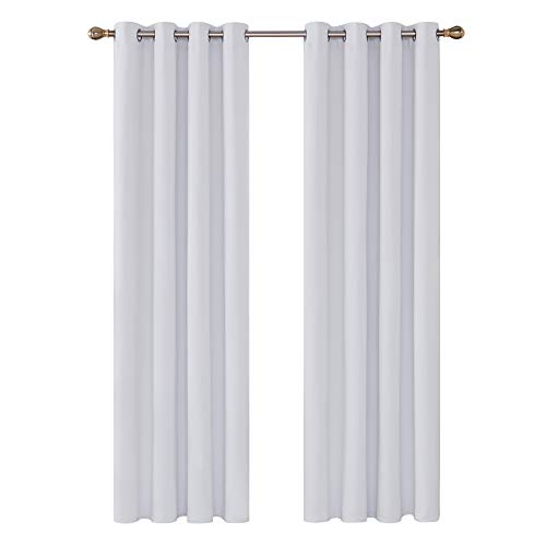 Deconovo Cortinas de Salon Modernas Aislante Térmico Funcional Estilo Moderno Elegante para Sala con Ojales 2 Piezas 132 x 242 cm Gris Blanco